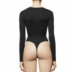 Good American Black Core Deep V Neck Thong Bodysuit