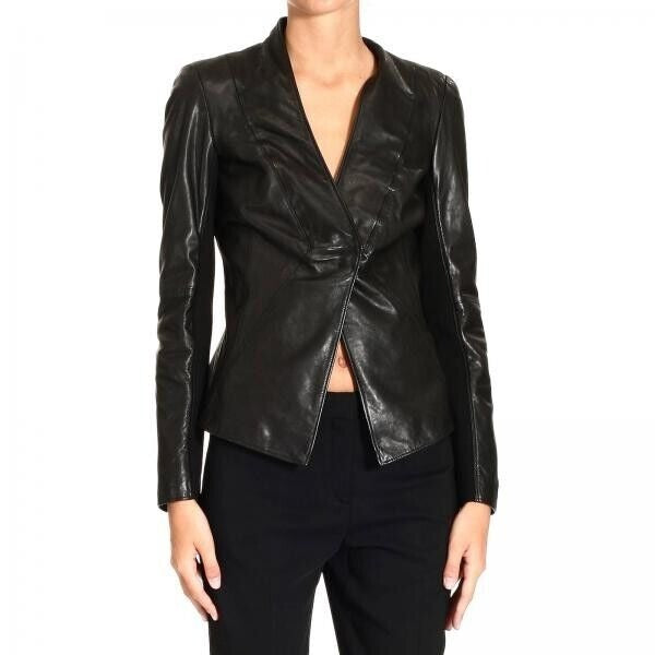 Emporio Armani Brown Leather Blazer Jacket