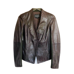 Emporio Armani Brown Leather Blazer Jacket