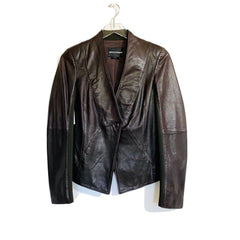Emporio Armani Brown Leather Blazer Jacket