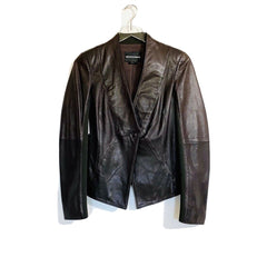 Emporio Armani Brown Leather Blazer Jacket