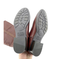 Sam Edelman Soft Studded Leather Tall Riding Boots Redwood Brown