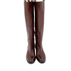 Sam Edelman Soft Studded Leather Tall Riding Boots Redwood Brown