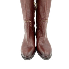 Sam Edelman Soft Studded Leather Tall Riding Boots Redwood Brown