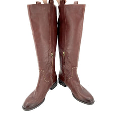 Sam Edelman Soft Studded Leather Tall Riding Boots Redwood Brown