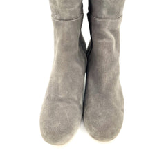 Halogen Grey Suede Leather Over The Knee Block Heel Boots - PRE-OWNED