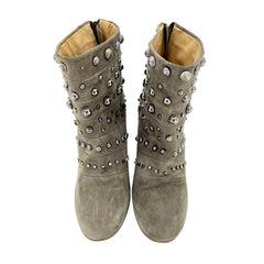 Badgley Mischka Taupe Studded Suede Ankle Booties - PRE-OWNED