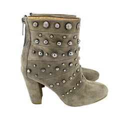 Badgley Mischka Taupe Studded Suede Ankle Booties - PRE-OWNED