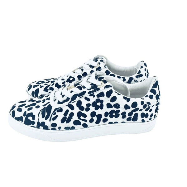 Topshop Women's Black White Leopard Print Canvas Sneakers