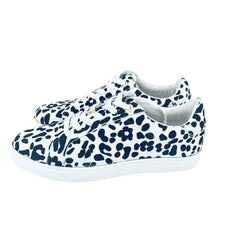 Topshop Women's Black White Leopard Print Canvas Sneakers
