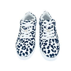 Topshop Women's Black White Leopard Print Canvas Sneakers