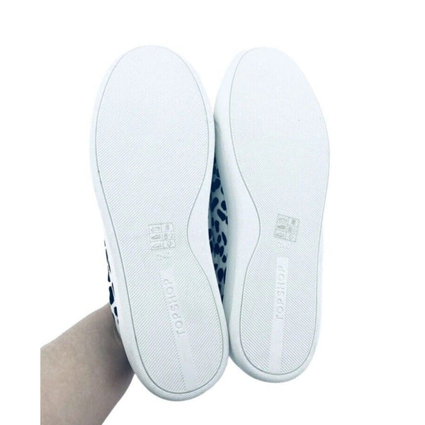Topshop Women's Black White Leopard Print Canvas Sneakers