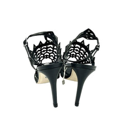 Werner Black Laser Cut Ankle Strap Stiletto Heels