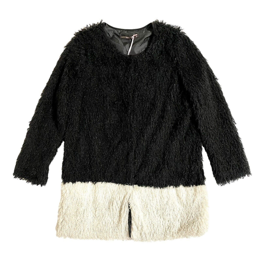 Hazel Two Tone Black White Faux Fur Shaggy Coat