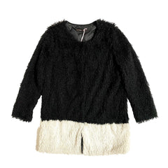 Hazel Two Tone Black White Faux Fur Shaggy Coat