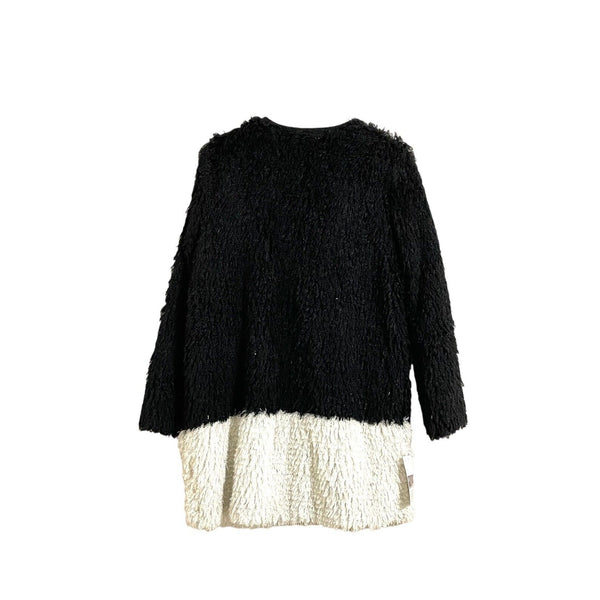 Hazel Two Tone Black White Faux Fur Shaggy Coat
