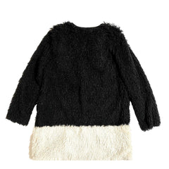 Hazel Two Tone Black White Faux Fur Shaggy Coat
