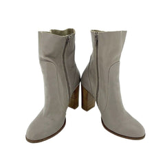 Chinese Laundry Cool Kid Gray Leather Raw Edge Boots - PRE-OWNED