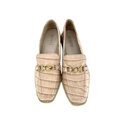 Schutz Crocodile Embossed Pink Leather Loafer Flats