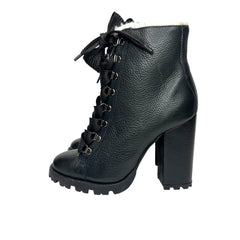 Schutz Black Faux Fur Lining Leather Bootie