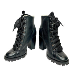 Schutz Black Faux Fur Lining Leather Bootie