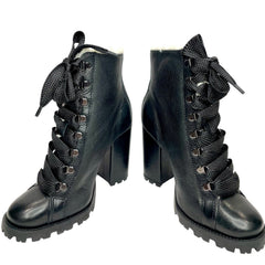 Schutz Black Faux Fur Lining Leather Bootie