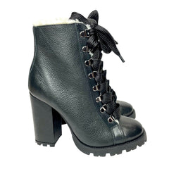 Schutz Black Faux Fur Lining Leather Bootie