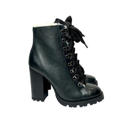 Schutz Black Faux Fur Lining Leather Bootie