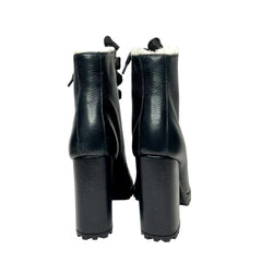 Schutz Black Faux Fur Lining Leather Bootie