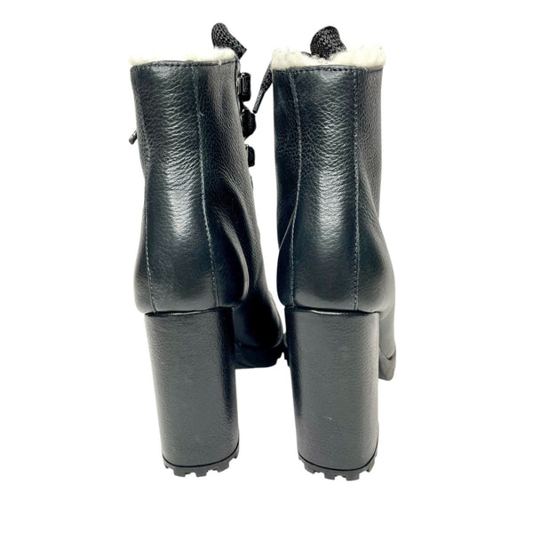 Schutz Black Faux Fur Lining Leather Bootie