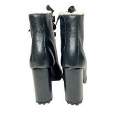 Schutz Black Faux Fur Lining Leather Bootie