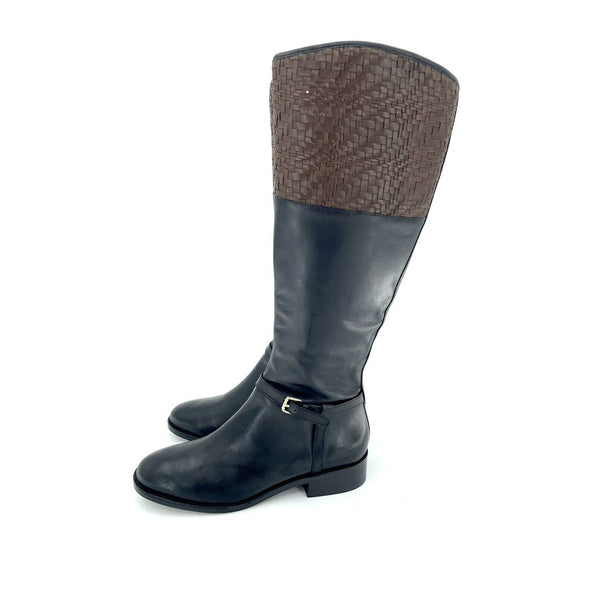 Cole Haan Genevieve Woven Leather Riding Boots