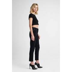 Hudson Jeans Zoeey High Rise Straight Crop Denim Black Distressed Jeans