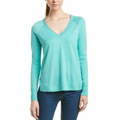 J Brand Cotton Knit Blue V-Neck Sweater