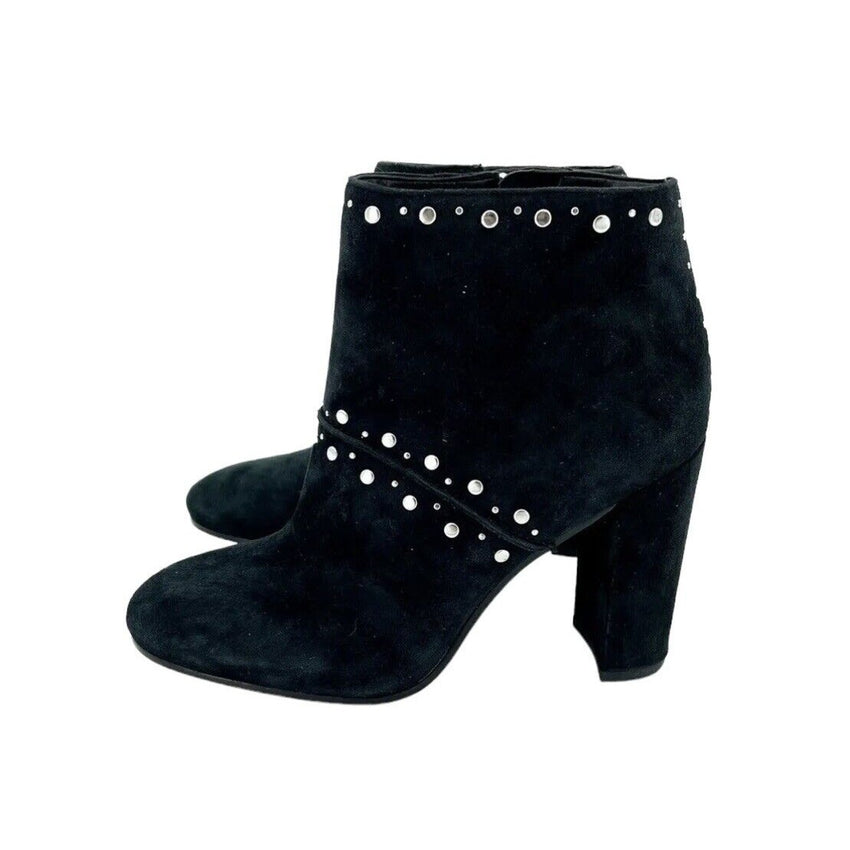 Sam Edelman Suede Leather Studded Black Heel Ankle Boots