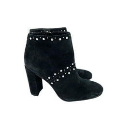 Sam Edelman Suede Leather Studded Black Heel Ankle Boots