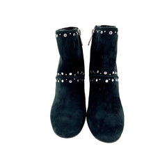 Sam Edelman Suede Leather Studded Black Heel Ankle Boots