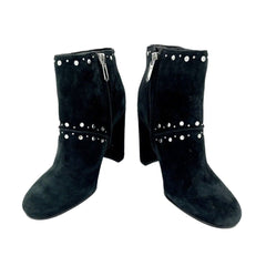 Sam Edelman Suede Leather Studded Black Heel Ankle Boots