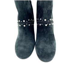 Sam Edelman Suede Leather Studded Black Heel Ankle Boots
