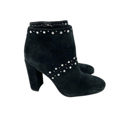 Sam Edelman Suede Leather Studded Black Heel Ankle Boots
