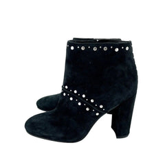 Sam Edelman Suede Leather Studded Black Heel Ankle Boots