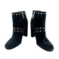 Sam Edelman Suede Leather Studded Black Heel Ankle Boots