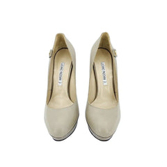 Luciano Padovan Tan Leather Pink Bottom Platform High Heel Stiletto Pumps