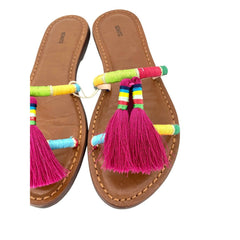 Schutz Colorful Pink Tassels Strappy Slip On Flat Sandals