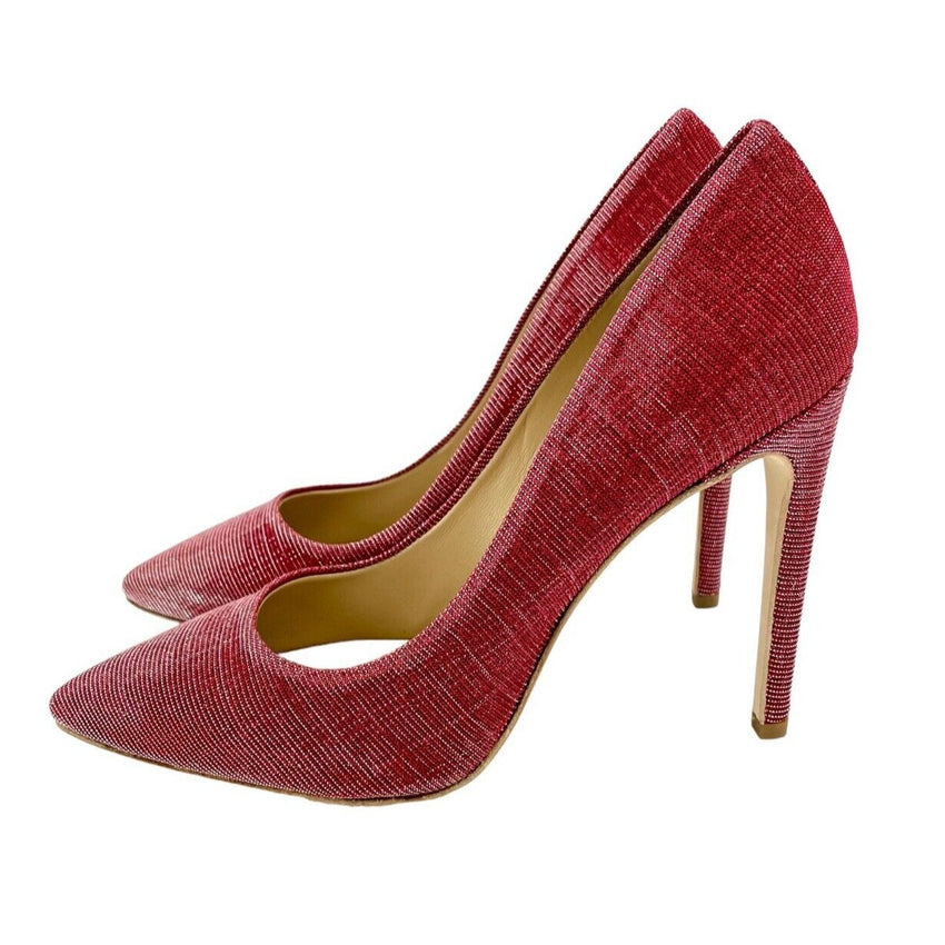 L'Arianna Red Glitter Mesh Stiletto Pumps
