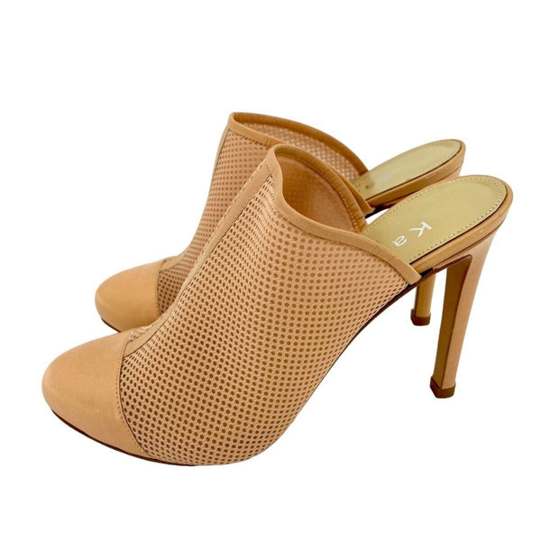 Katia Giannini Beige Leather and Mesh Mules