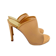 Katia Giannini Beige Leather and Mesh Mules