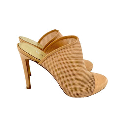 Katia Giannini Beige Leather and Mesh Mules