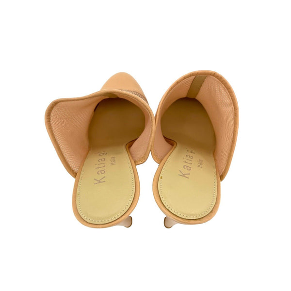 Katia Giannini Beige Leather and Mesh Mules