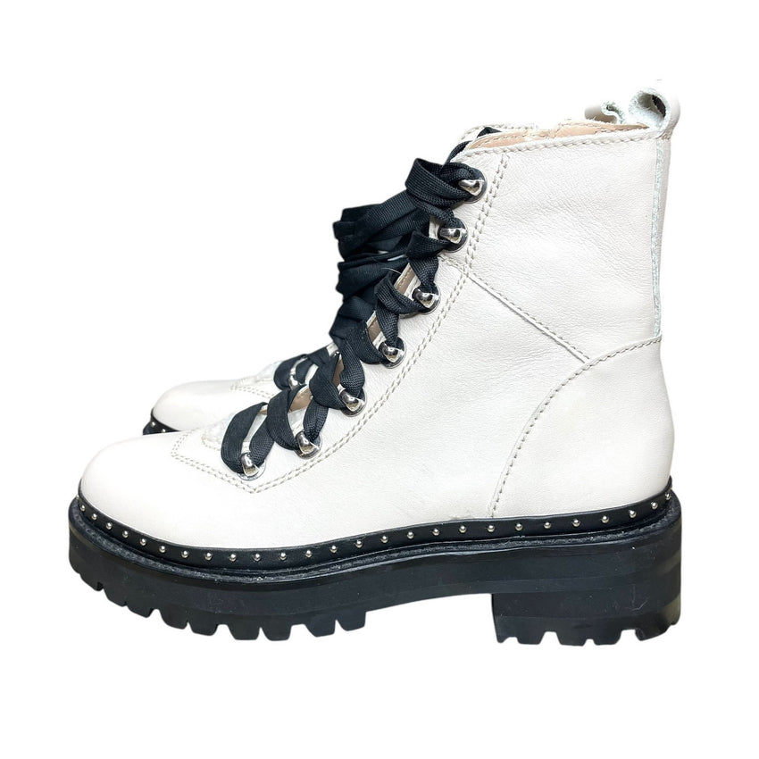 Steve Madden Cream Leather Women’s Combat Hiker Boots